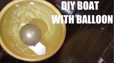 Simple Balloon Water Boat for Science Experiment on Air pressure