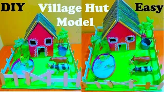 how to make village hut model diy at home easily