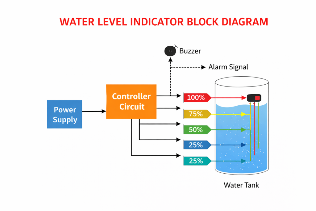 water level indicator project block diagram