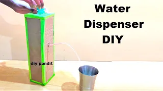 how to make Water Dispenser Working Model using card board and plastic bottle at home