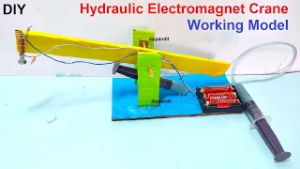 hydraulic electromagnetic crane working model science project exhibition