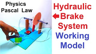 hydraulic brake system working model - physics pascal science project