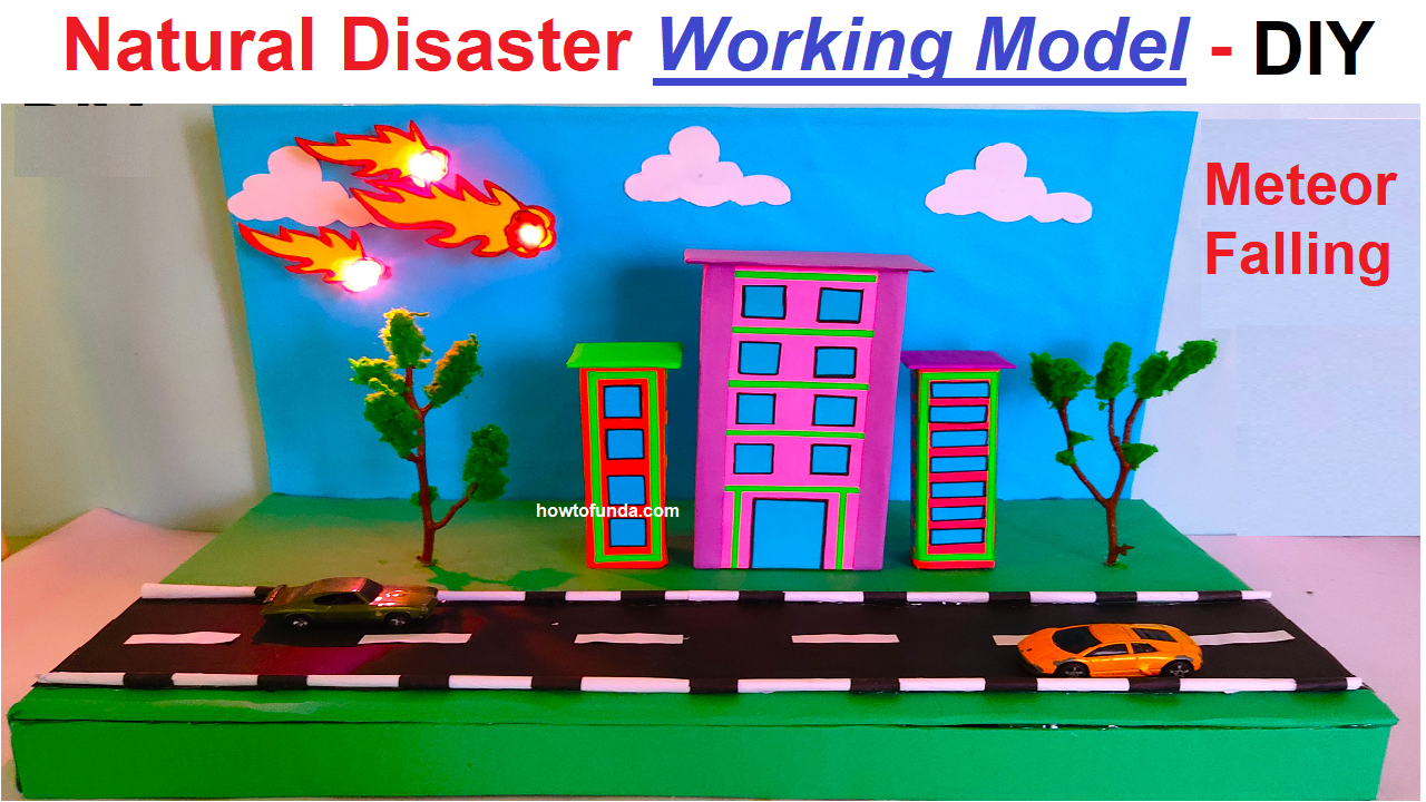 natural disaster working model - meteor falling on earth