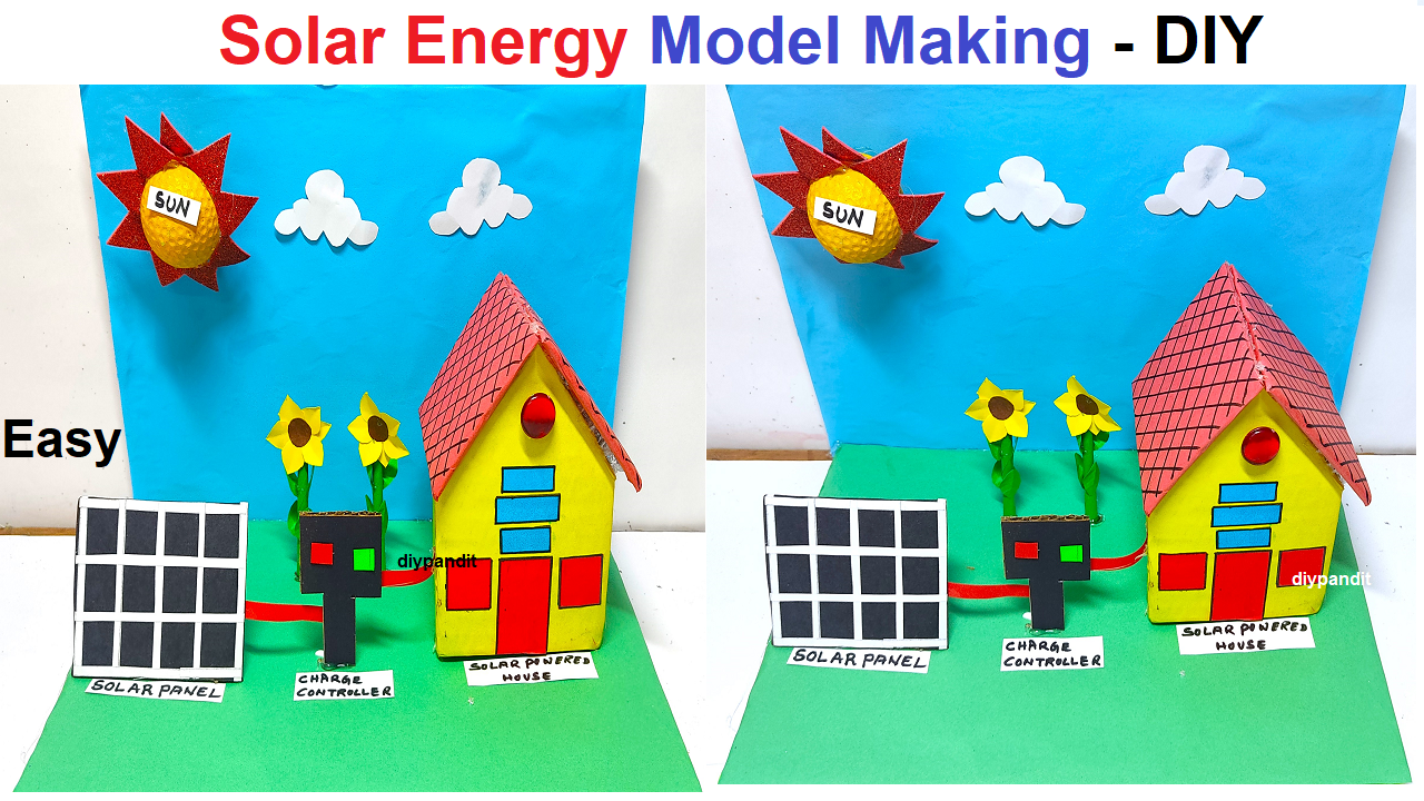 solar energy model making using cardboard and color paper in simple and easy - diy
