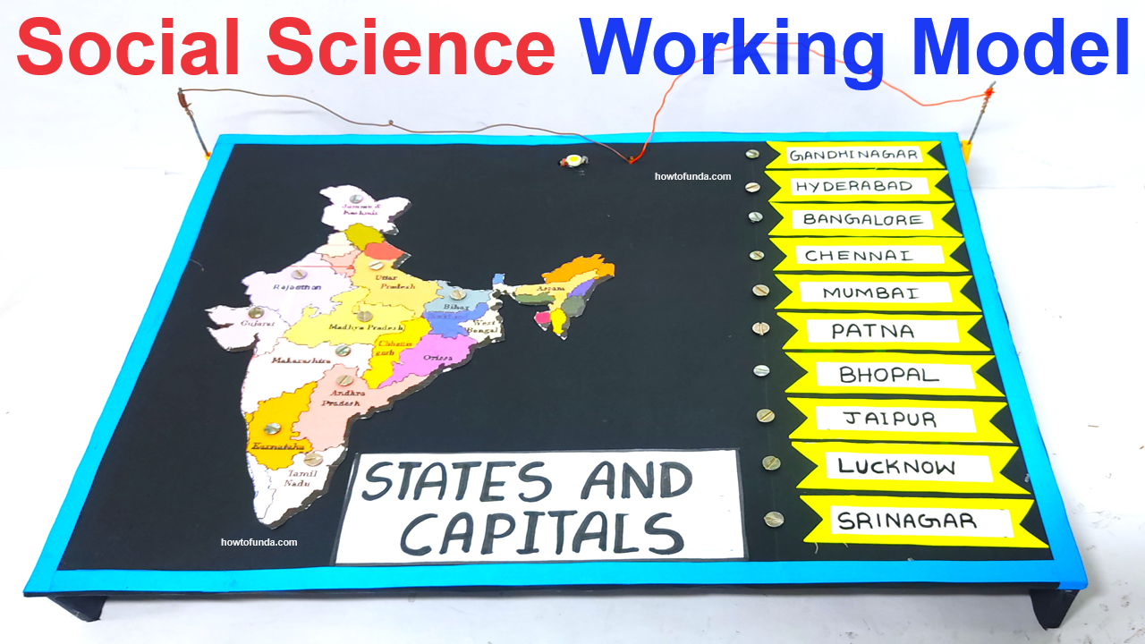 social science working model - states and its capitals - geography - howtofunda - diy - step by steps