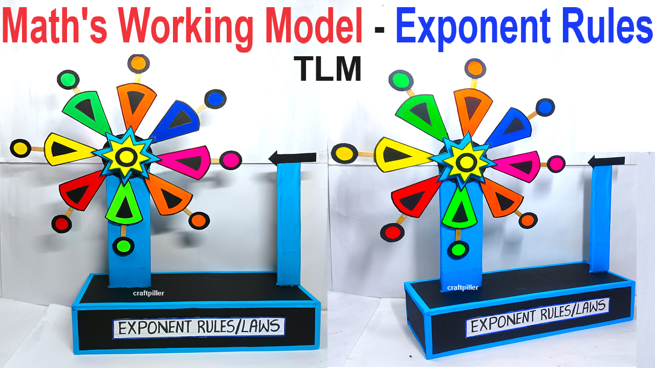 maths working model on exponent rules - laws - tlm - craftpiller