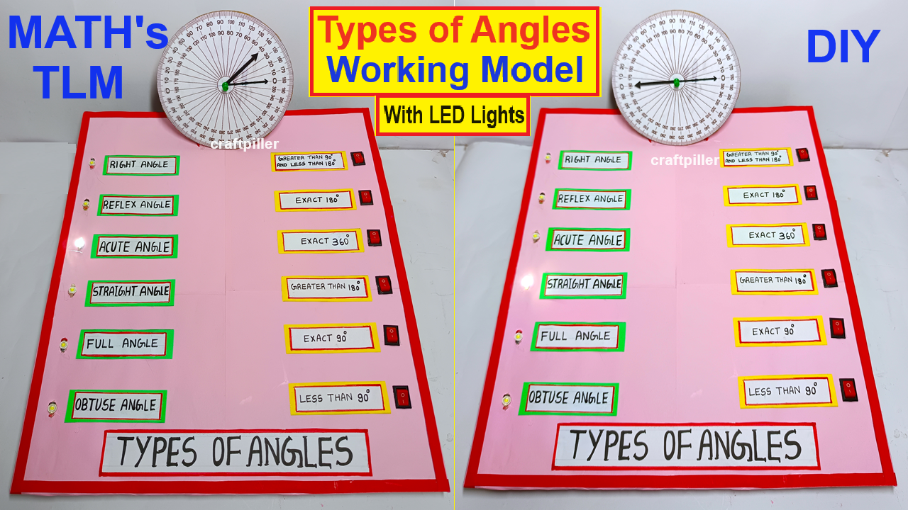 types of angles working model - maths project - tlm - diy - craftpiller