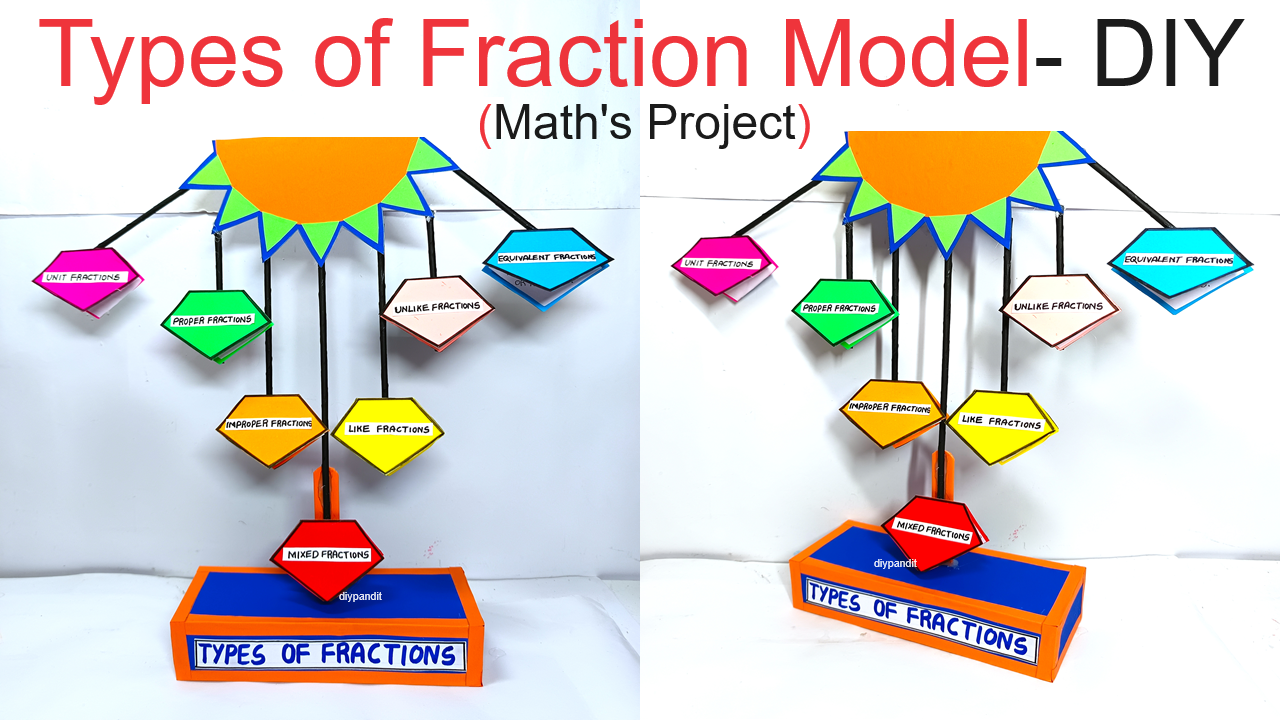 types of fractions model making - maths project - diy - diypandit